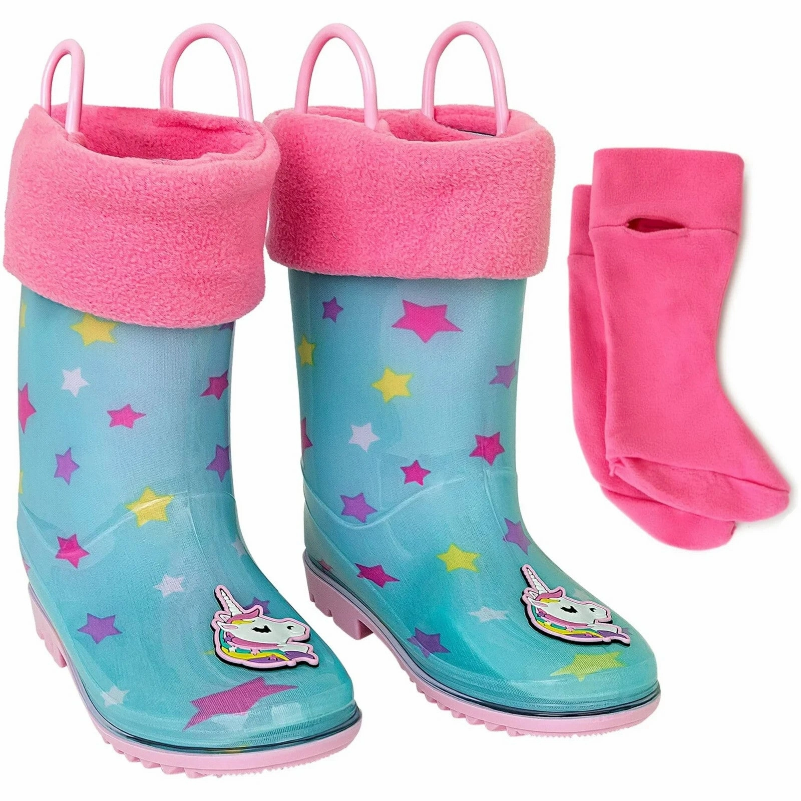 Fashion Fit Addie & Tate Rain Boots Kids Blue Stars Mid-Calf Waterproof Pull On RHS4664