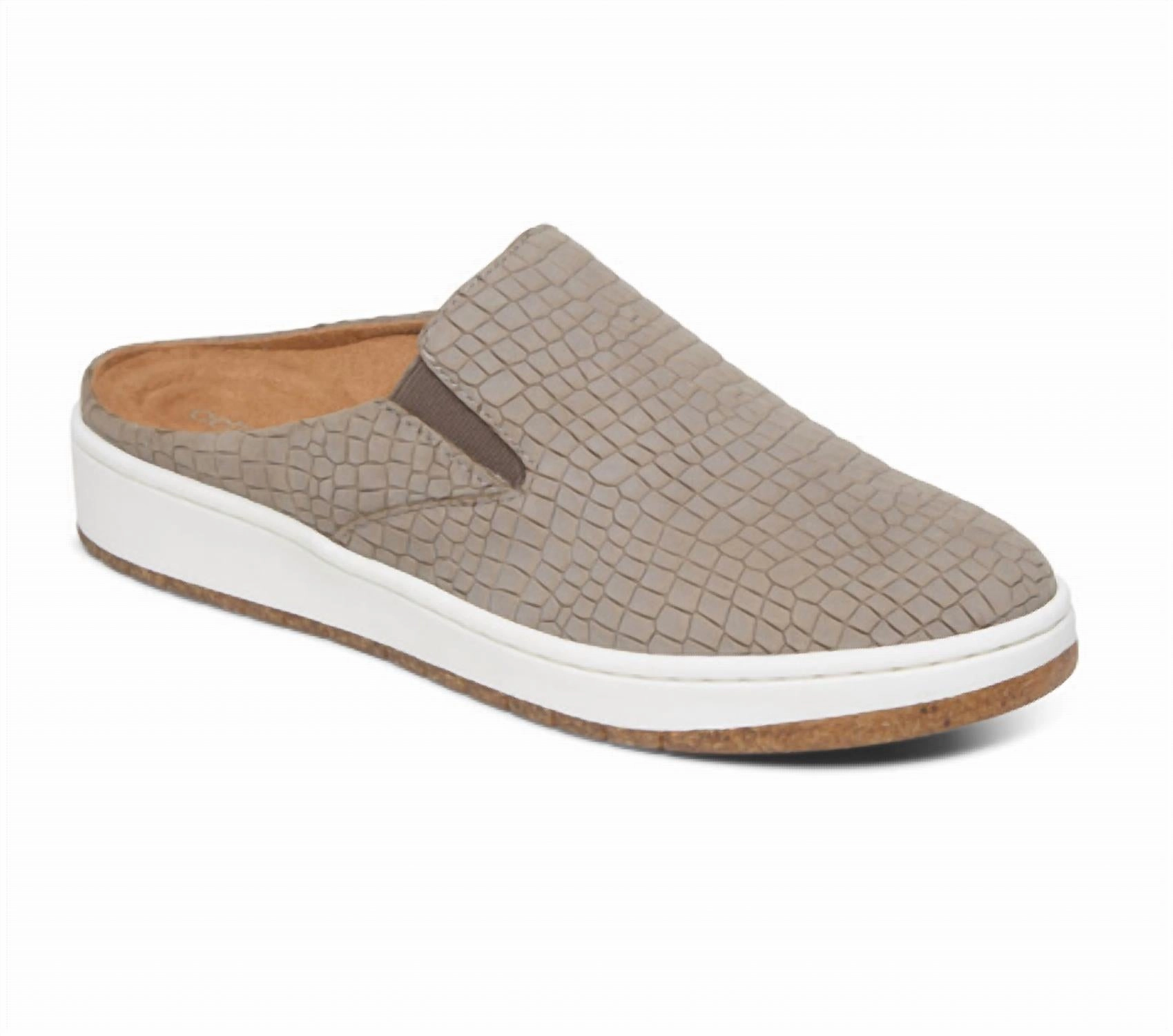 Comfortable Fit. Ankle Strap Women's Sasha Slip On In Taupe Croc