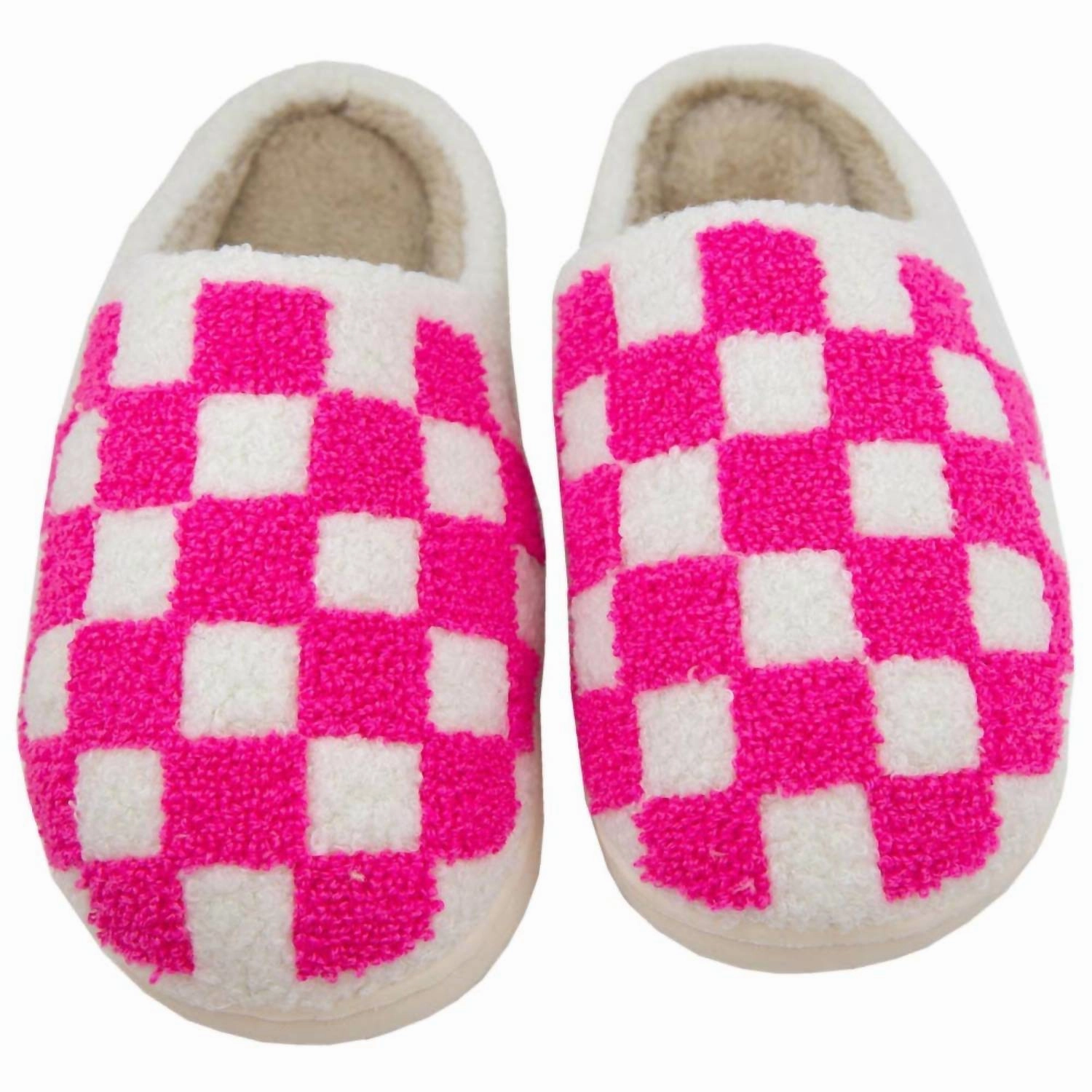 Functional Recyclable Checkered Pattern Slippers In Pink