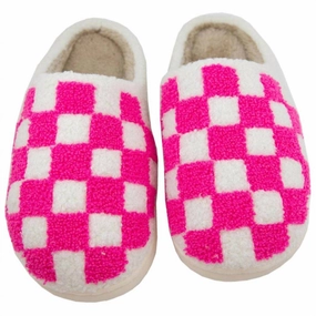 Functional Recyclable Checkered Pattern Slippers In Pink