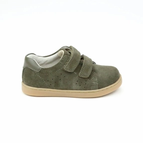 Exercise Daily Plant Based Materials Kid's Kyle Double Strap Sneaker In Cargo Green