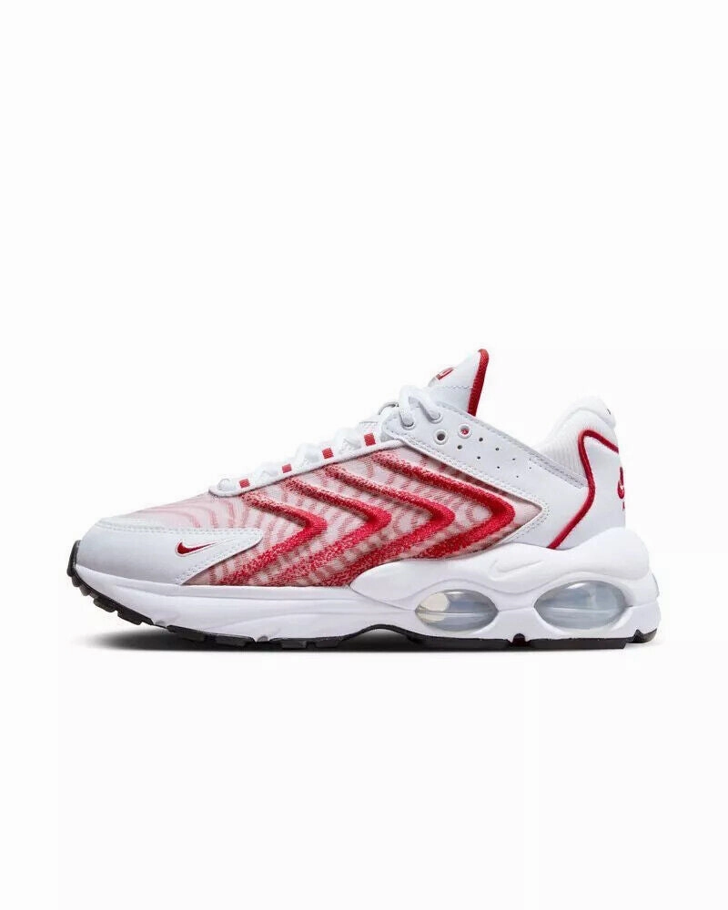 StablePlatform Comfortable Upper Nike Air Max TW DQ3984-104 Sneakers Unisex White Red Lace Up Casual Shoes NR8437 (White,9)