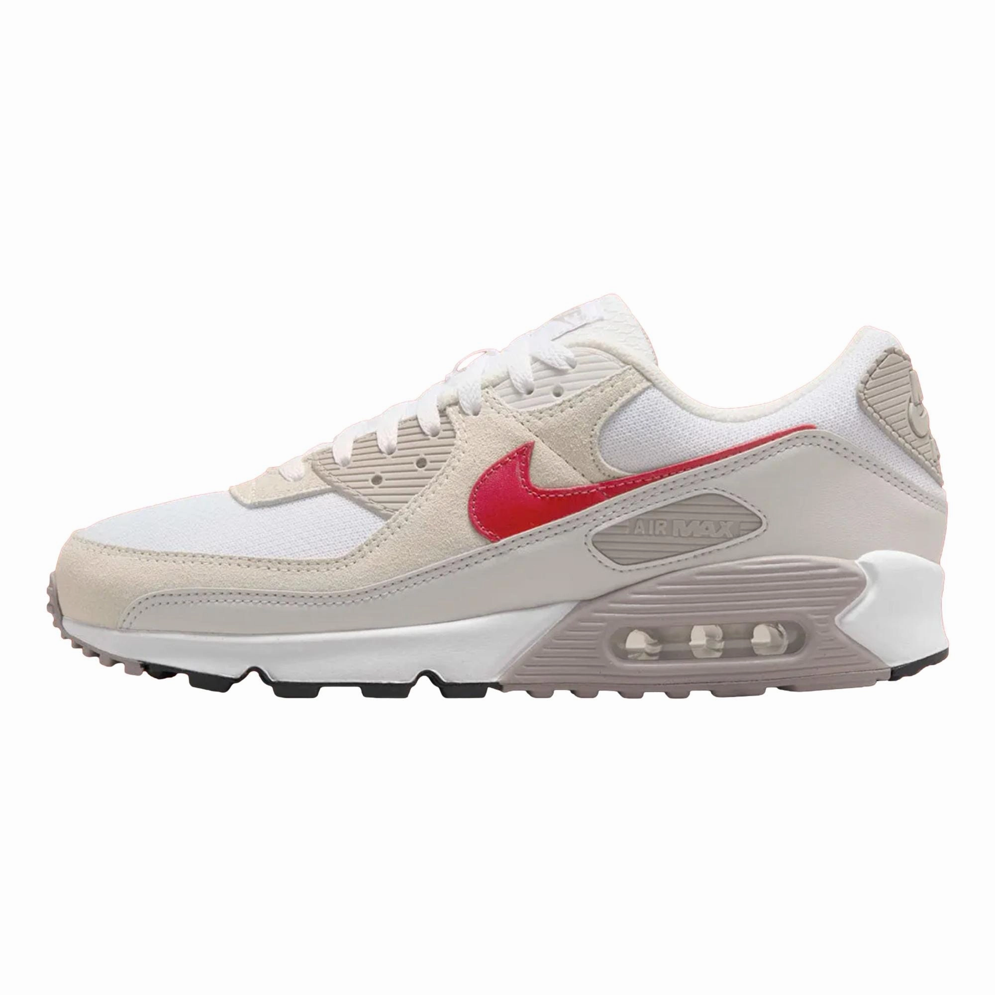 Nike Air Max 90 White/University Red  DM0029-113 Men's flat insole shoes