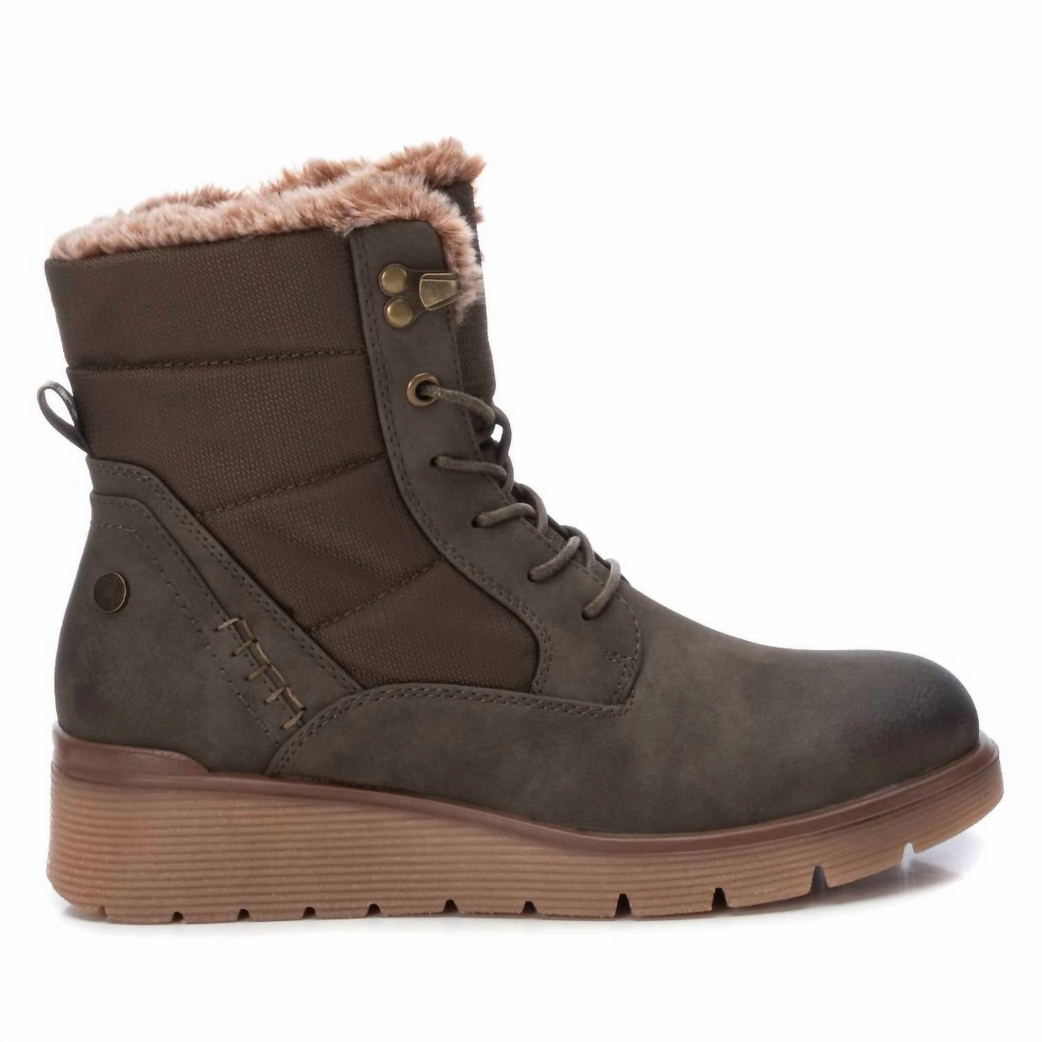 Women's Winter Booties In Khaki Padded Interior Comfort Seeker