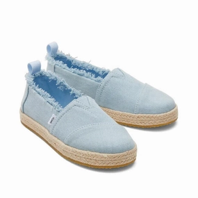 Toms Alpargata 10020625 Girls US 12 Blue Denim Espadrille Casual Shoes ZPO513 (Blue,12) Iconic Footwear Recycled Material Blend