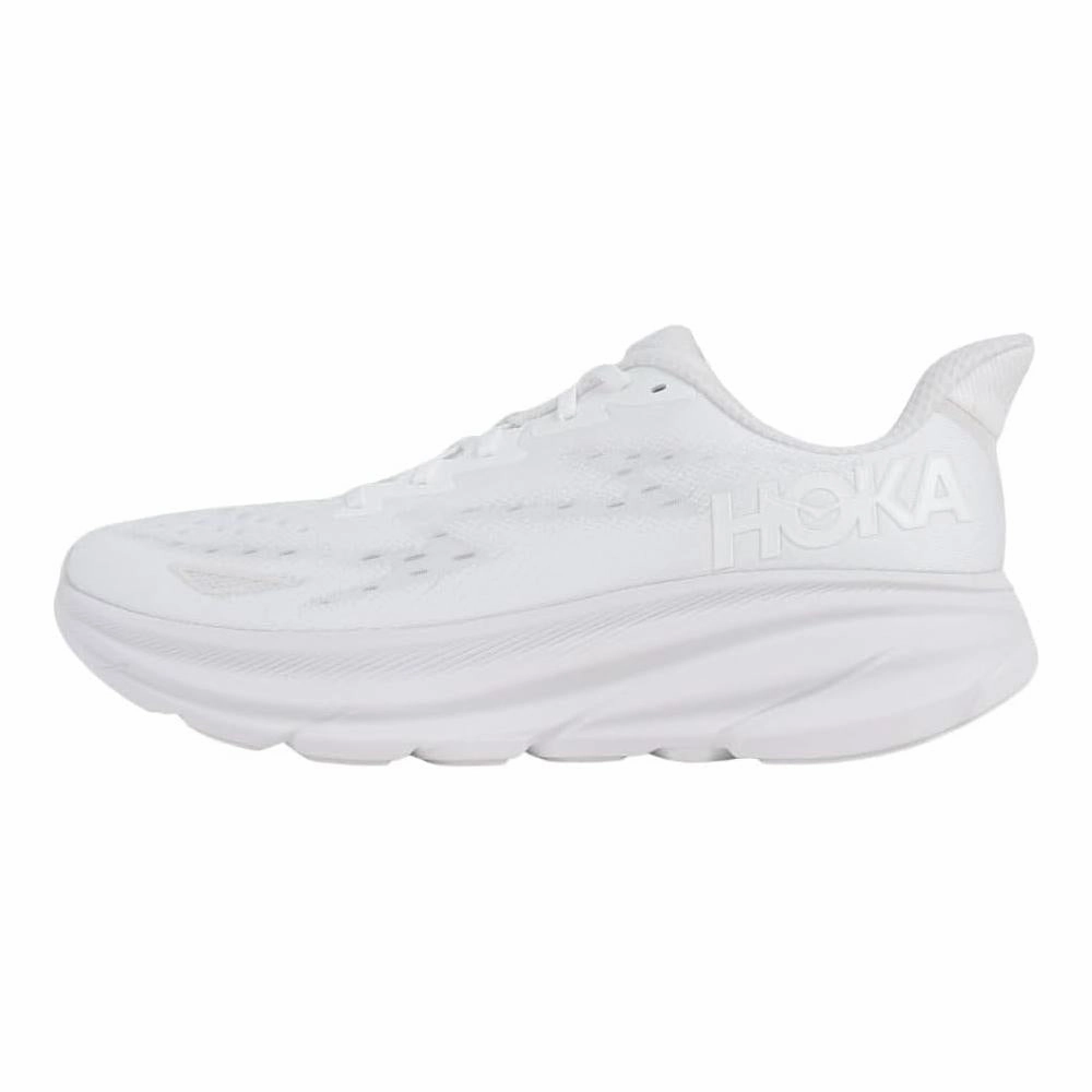 male athlete shoes running for corporate events Hoka One Mens Clifton 9 Road Running Shoes - White
