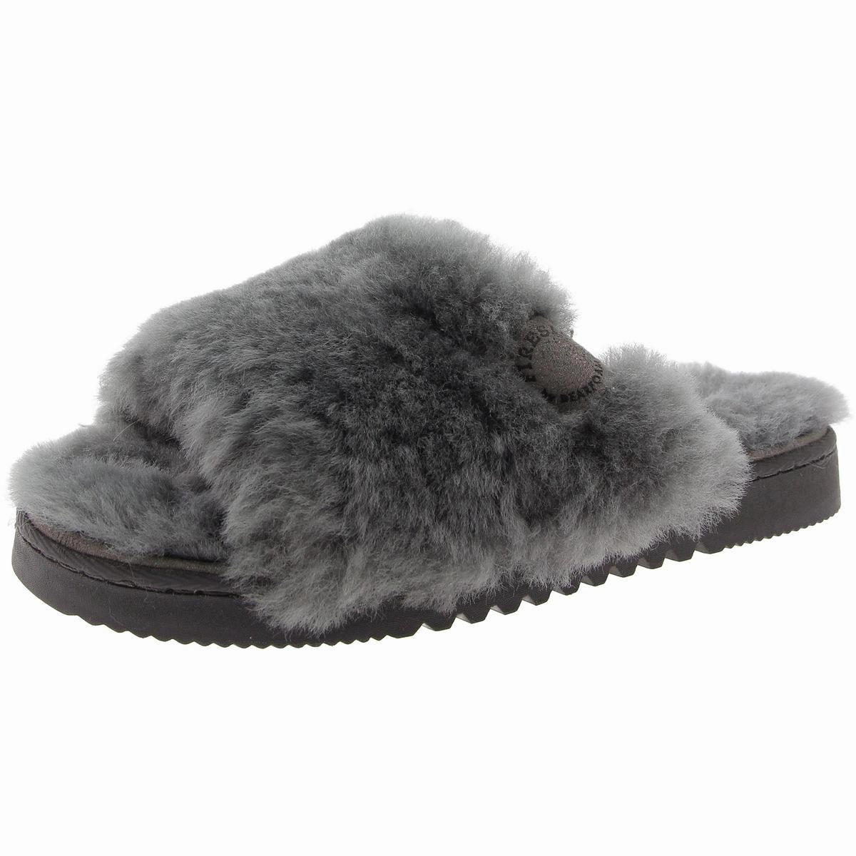 Womens Faux Fur Lined Faux Fur Slide Slippers Minimal Fit