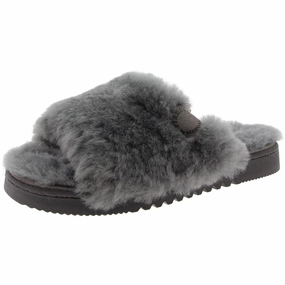Womens Faux Fur Lined Faux Fur Slide Slippers Minimal Fit