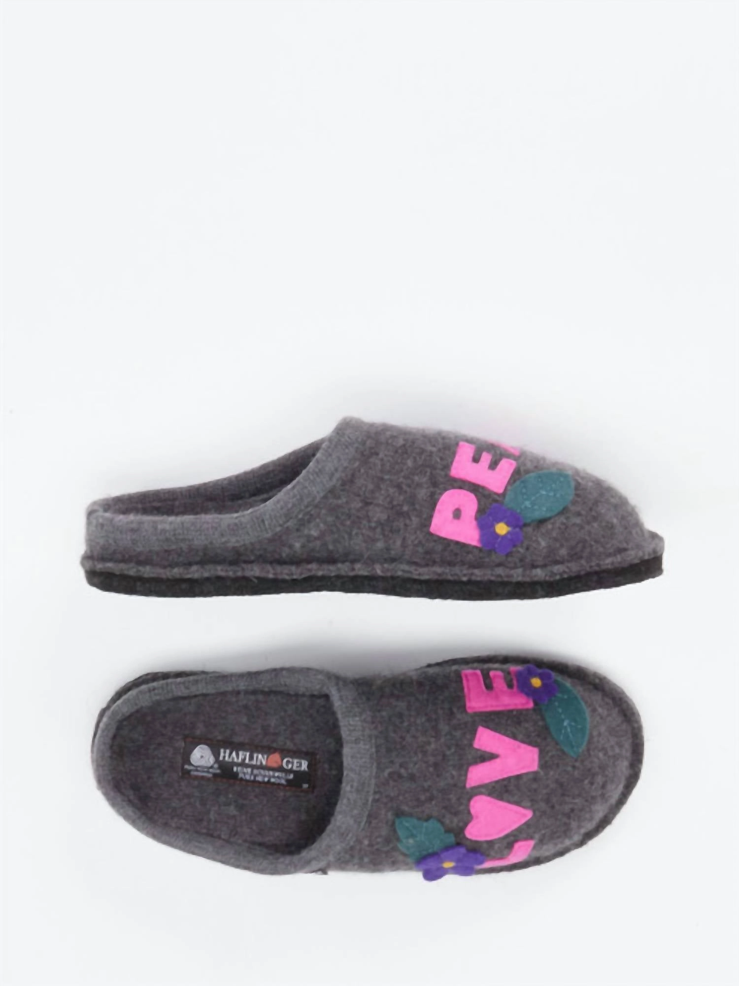 Comfort Memory Foam Unisex Love & Peace Boiled Wool Slipper In Gray