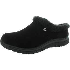 Womens Faux Fur Lined Suede Loafer Slippers Instant Fit Flexible Construction