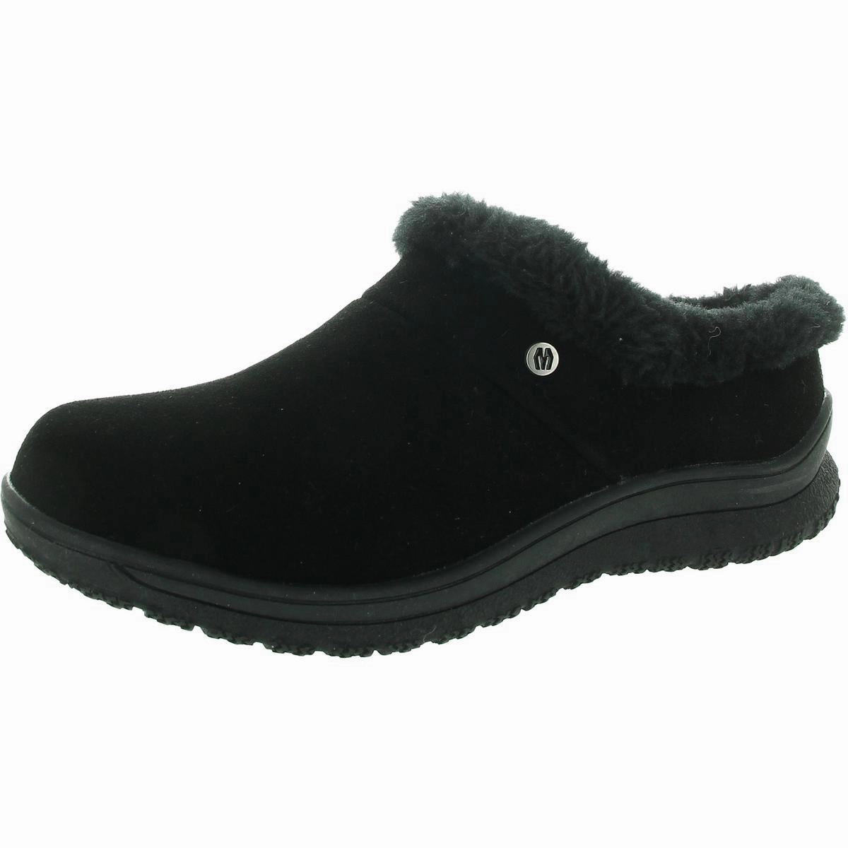 Womens Faux Fur Lined Suede Loafer Slippers Instant Fit Flexible Construction