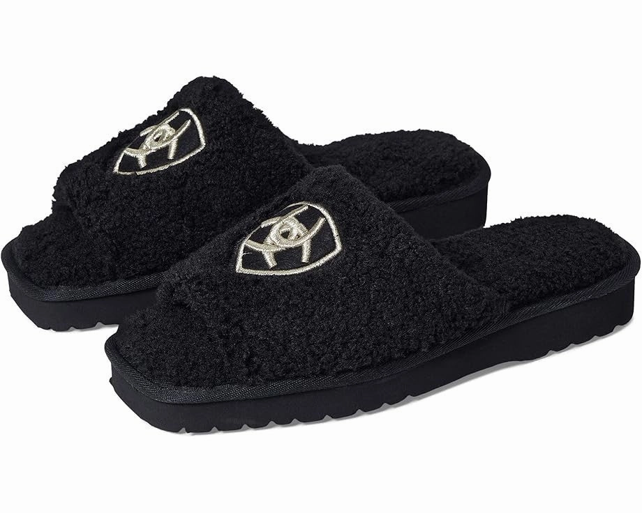 Ariat Cozy AR2697-001 Slipper Womens  Black Fleece Embroidery Slide JOBB1604 Slip-On Style