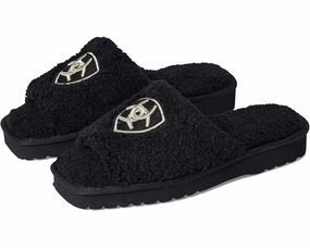 Ariat Cozy Chic Slipper Women's Black Fleece Square Toe Slip On Slide JOBB541 Streamlined
