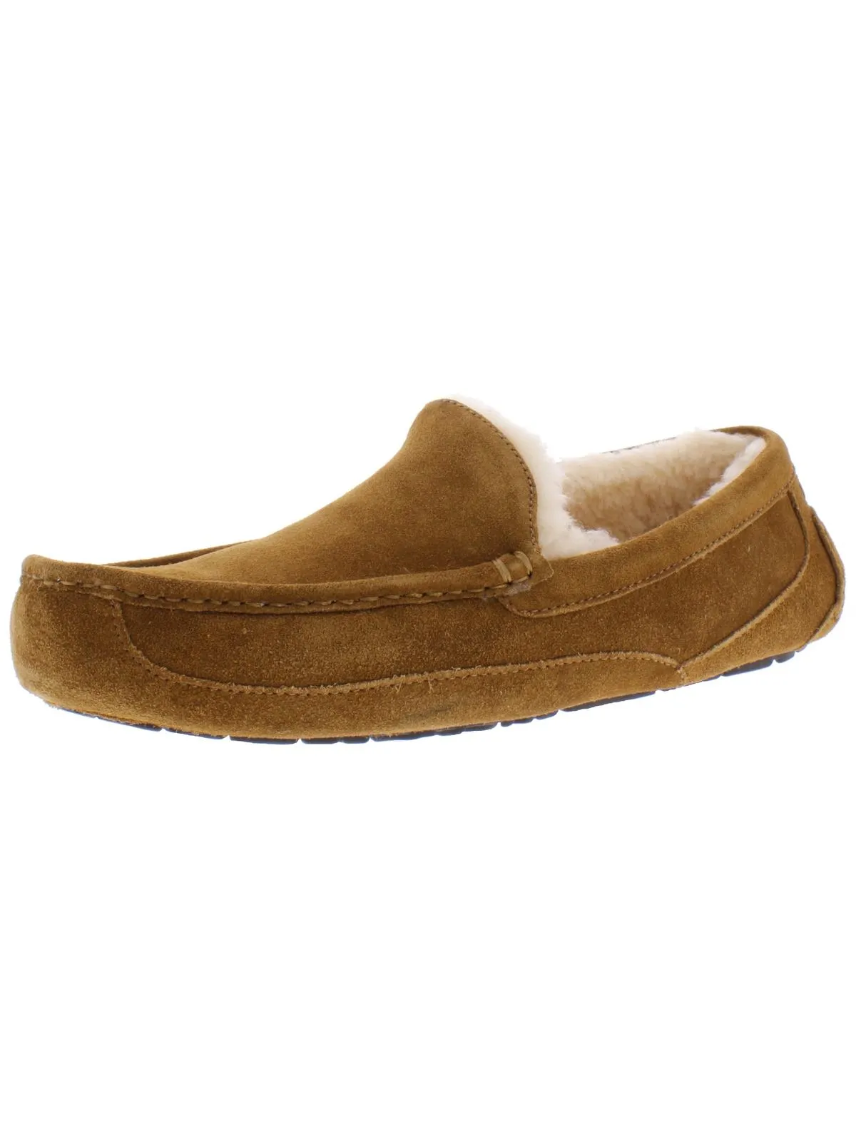 PU Sole Ascot Mens Suede Shearling Moccasin Slippers