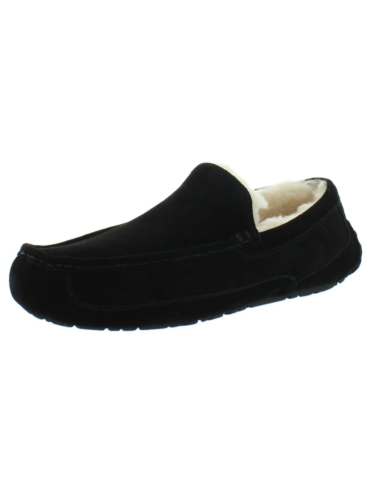 Ascot Mens Suede Shearling Moccasin Slippers Anti Slip