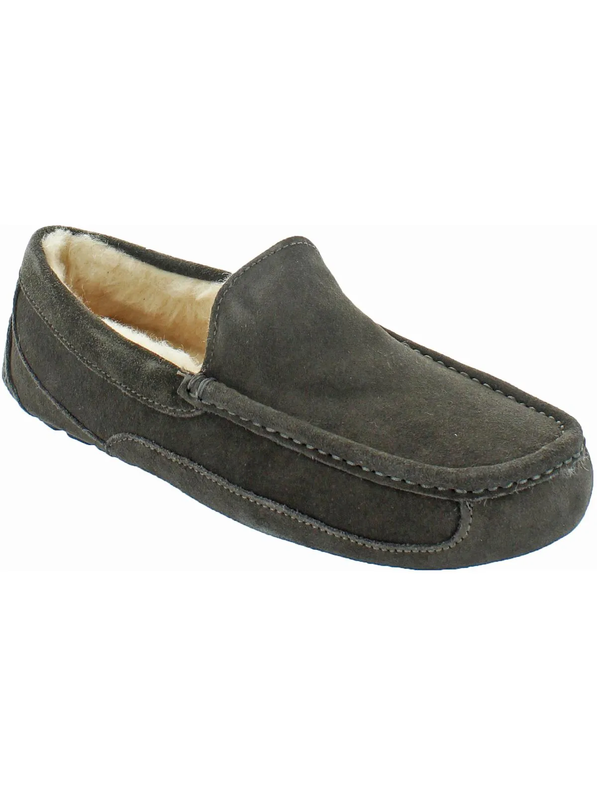 Ascot Mens Suede Shearling Moccasin Slippers Comfortable All