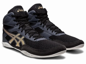 single - density midsole shoes Asics Matflex 6 1081A021-002 Mens  Black Champagne Wrestling Shoes gbnc1036
