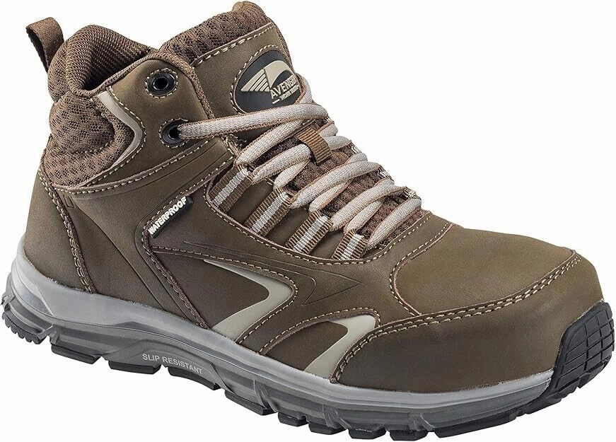 Avenger Thresher Work Boots Womens 9.5 Brown Leather Waterproof Alloy Toe ZPO680 (Brown,9.5 (Women's)) Double - layer cross - training ability