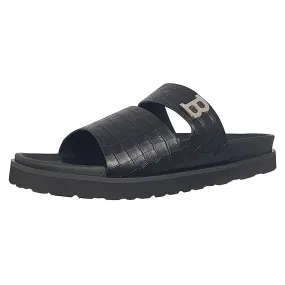 Sandal Maintenance Bally Syxten 6302328 Men's Black Embossed Calf Leather Sandals