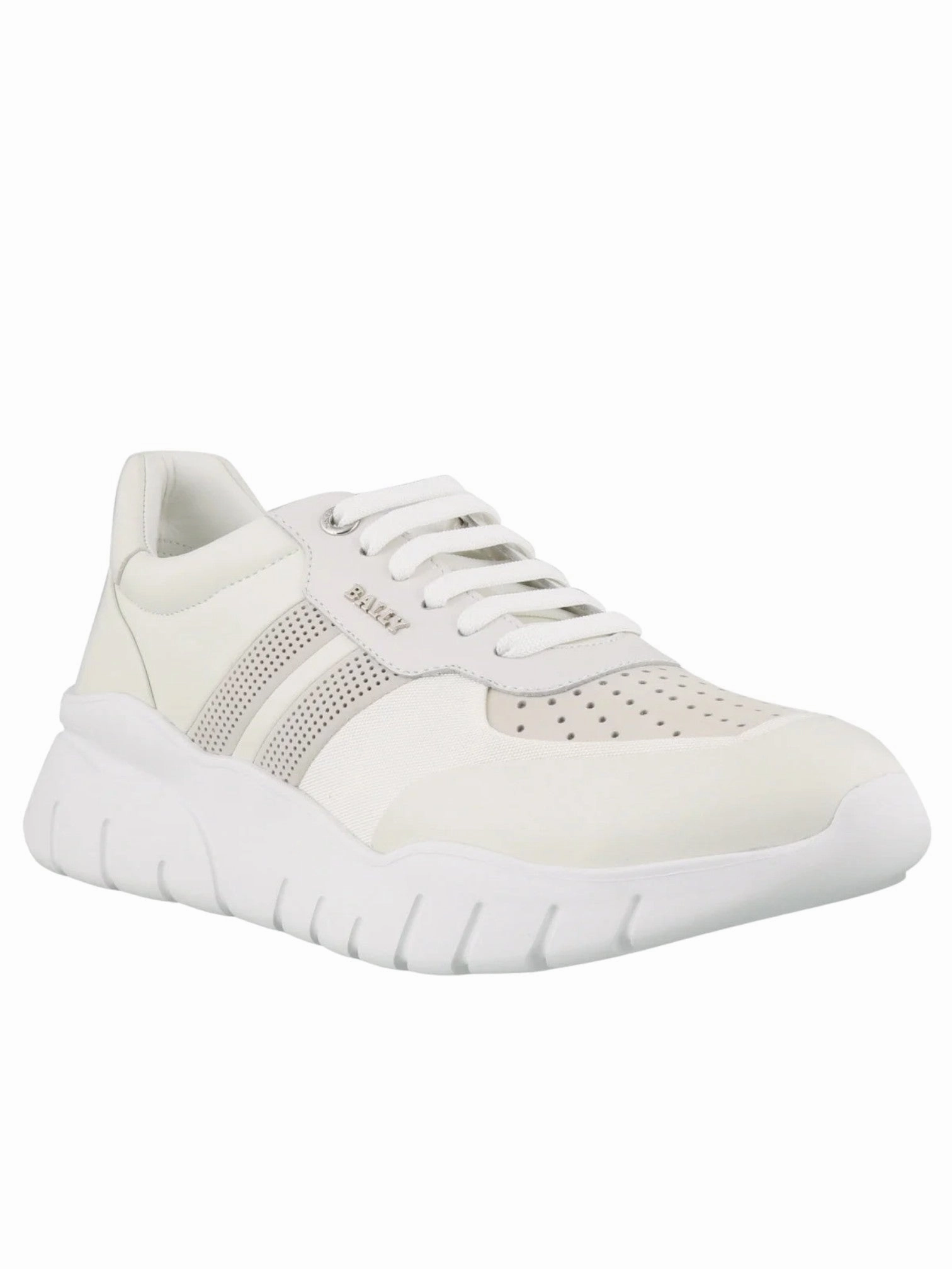 Walker fitness - challenge Bally Bison 6230656 Men's White Lamb Leather Sneakers
