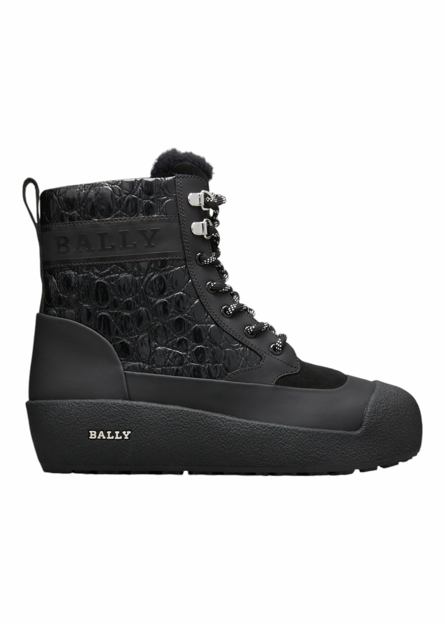 Bally Cuby 6234584 Men's Curling Shearling-Lined Suede & Leather Boots Rain Shield Rough Walk