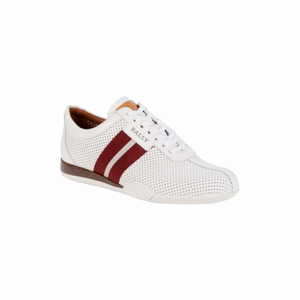 improved circulation running in a park trail Bally Frenz Men's 6233822 White Perforated Leather Sneakers