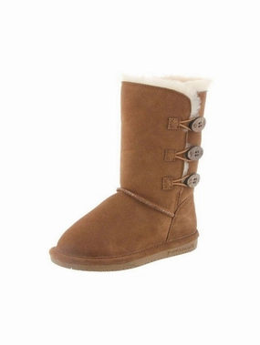 Cushioned Step Cold Climate Comfort Laces BEARPAW LAUREN GIRLS SHEEPSKIN PULL ON WINTER BOOT - Hickory - Y1