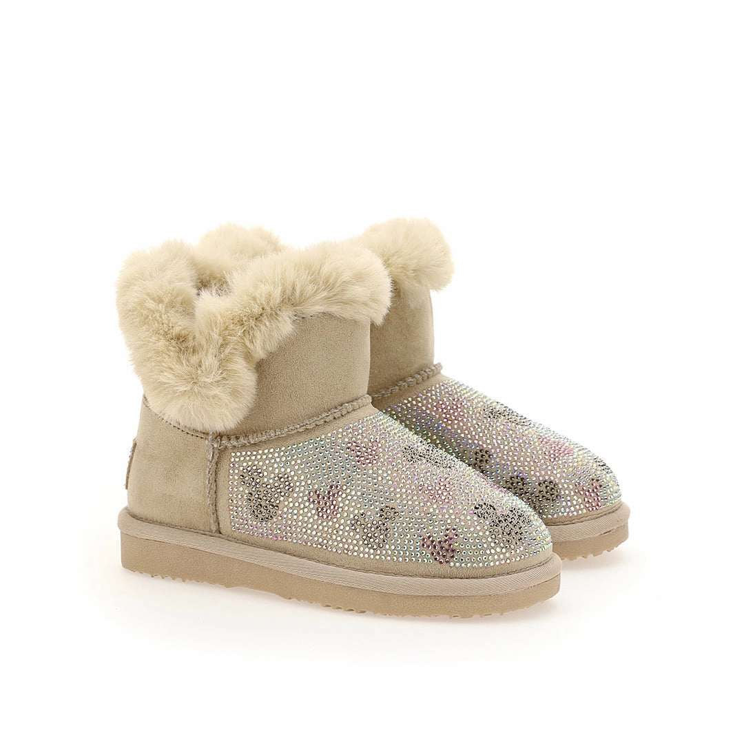 Beige Microstud Mickey Winter Boots All Weather Outdoor Explorer