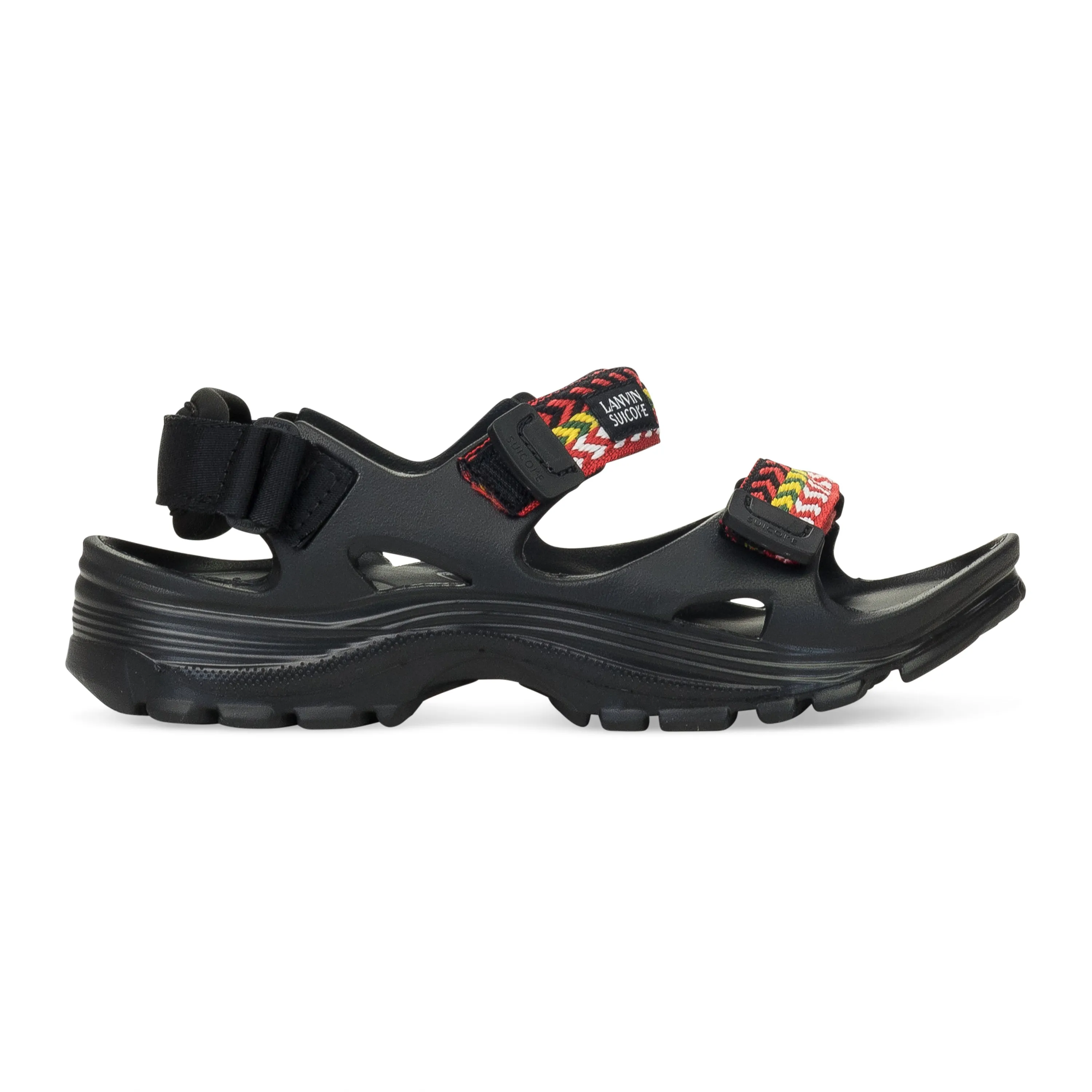Moist Safe BLACK X SUICOKE WAVE LACETS CURB SANDALS
