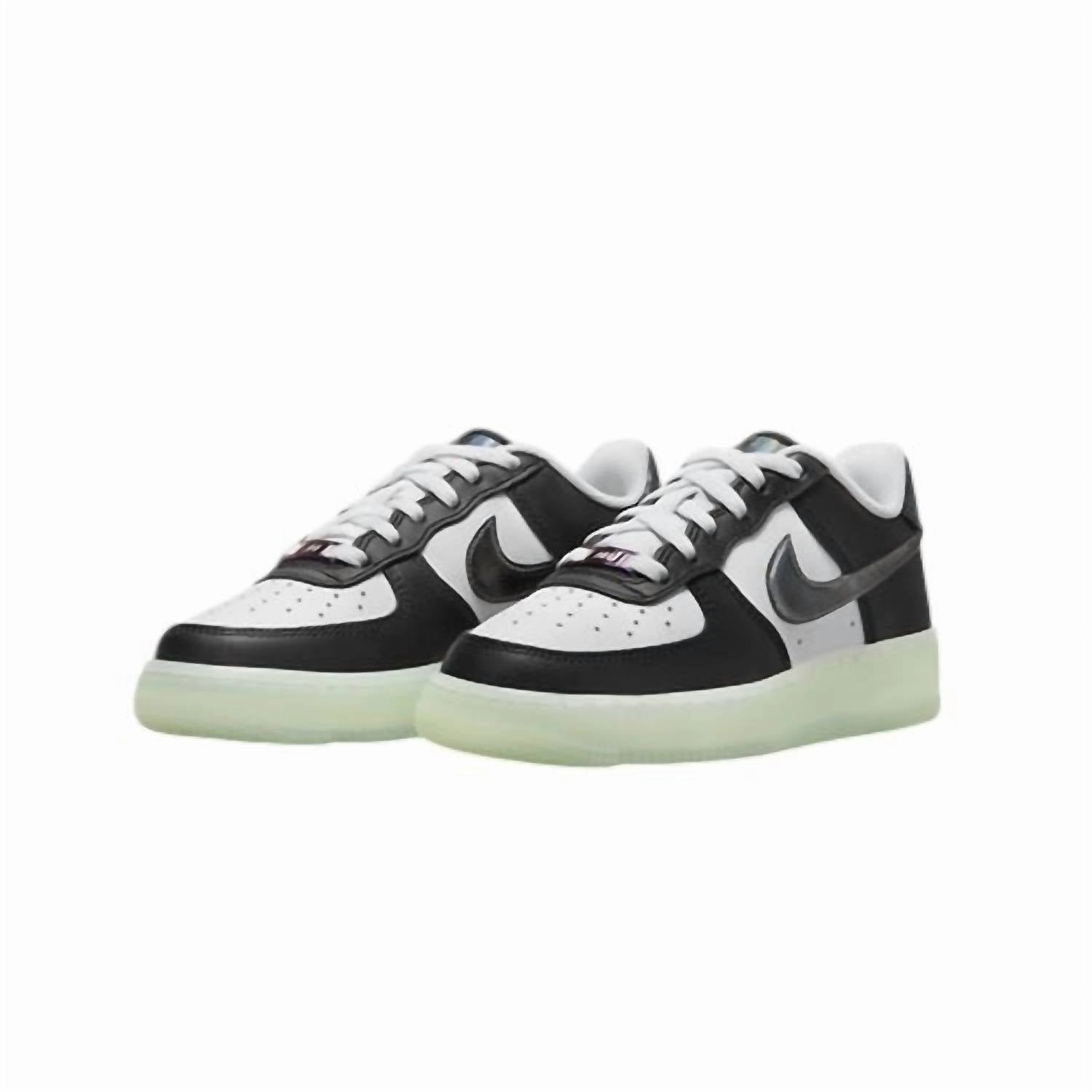 Lightweight Canvas Boy's Air Force 1 Lv8 Gs Sneakers In White/vapor Green-Black