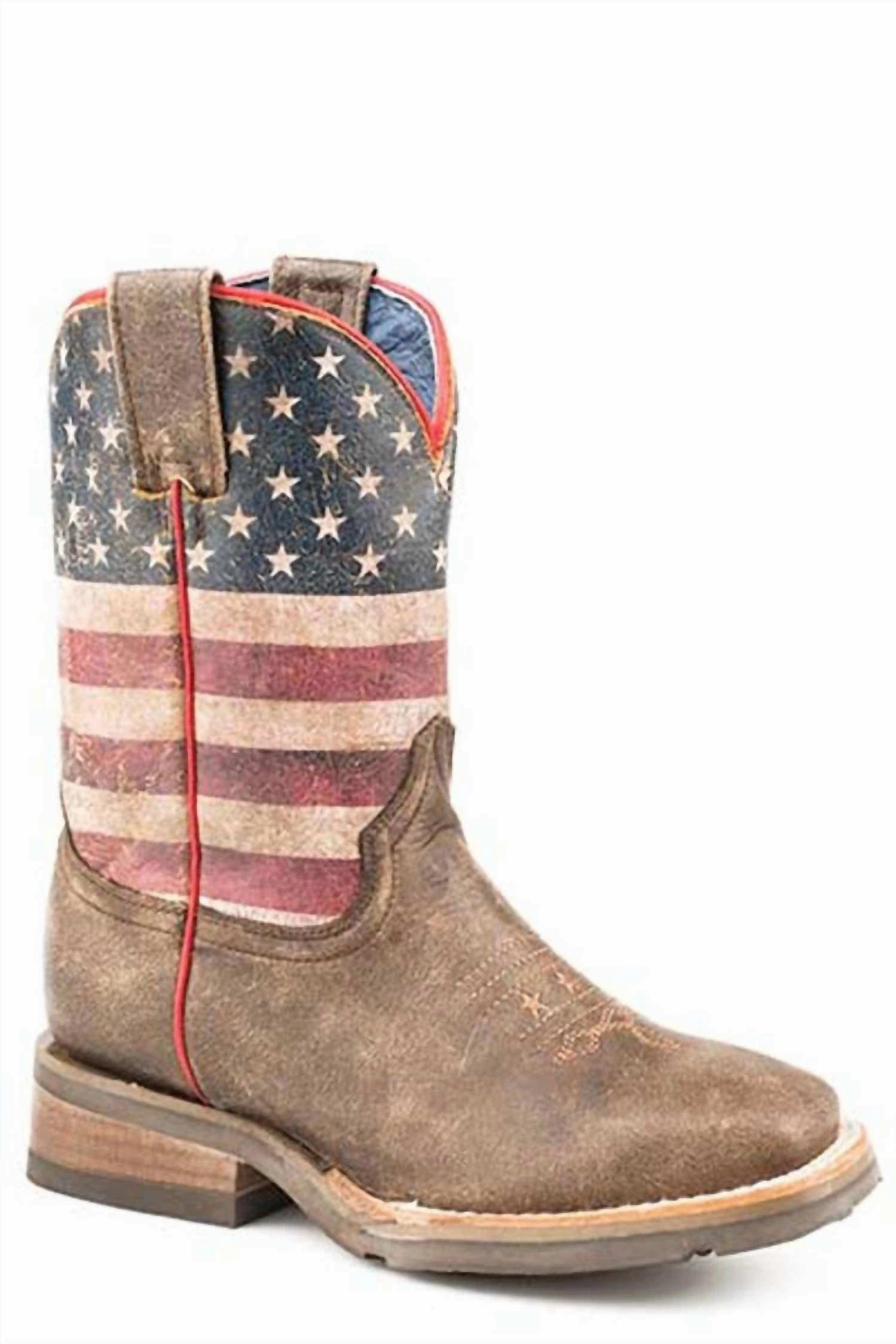 Timeless Look Comfortable Arch Kid's Flag Boot In Brown/multi