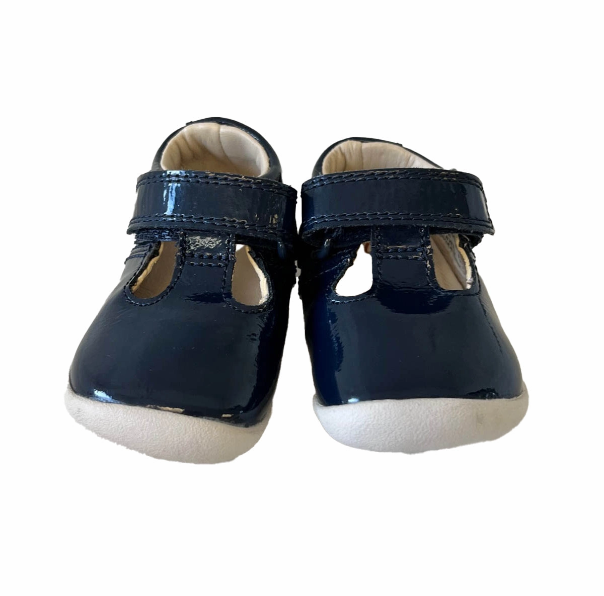 Clarks Girls Blue Patent Shoes light texture