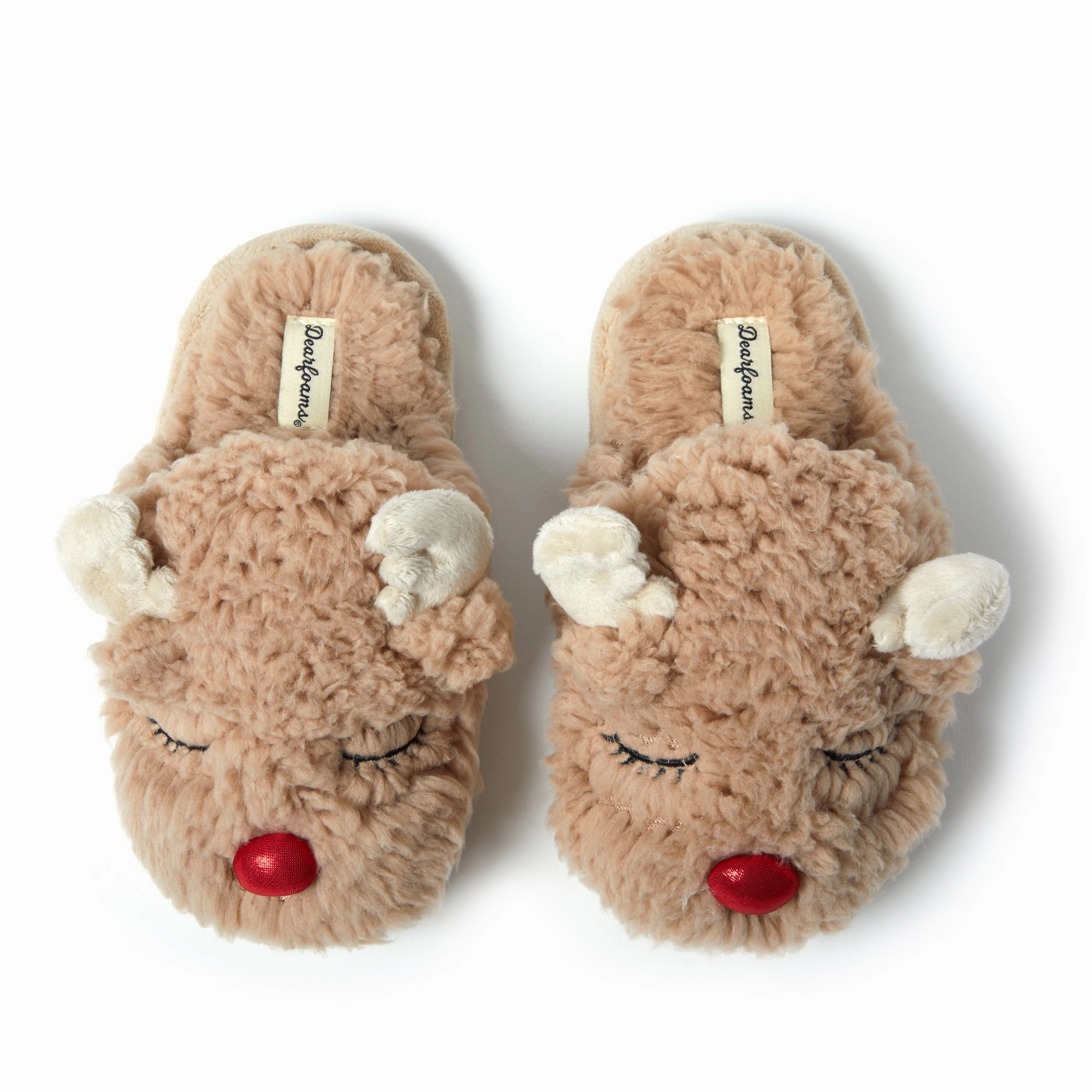 Narrow Fit Comfy Relax Shoes Dearfoams Kid's Reindeer Holiday Scuff Slippers
