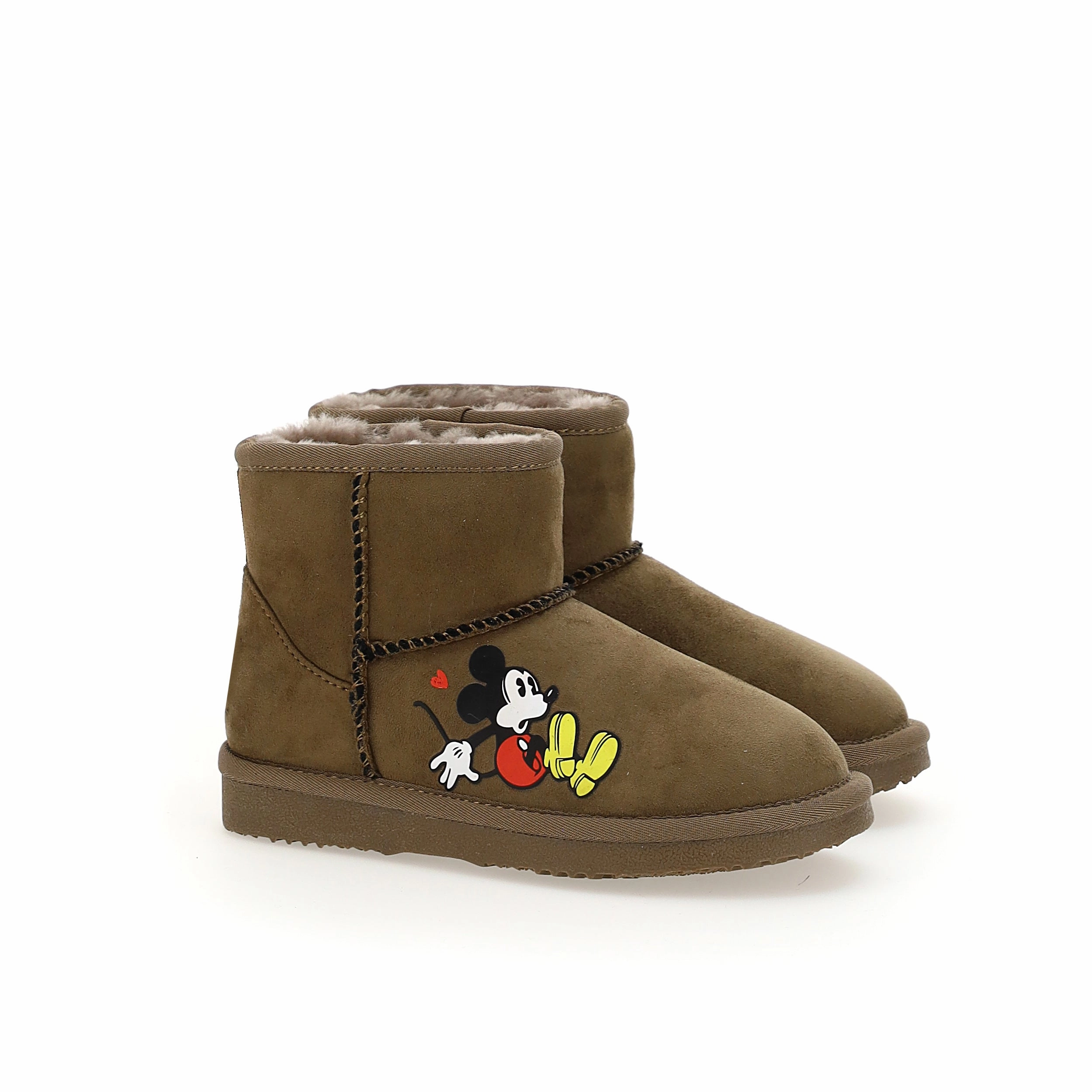Thermal Core Morning Walk Fashion Focused Brown Mickey Faux Fur Boots