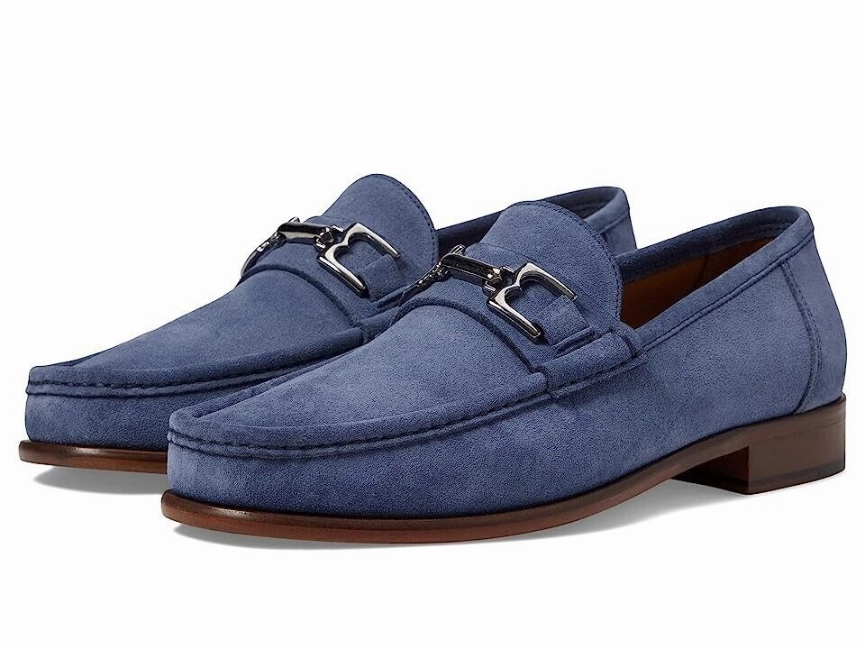 Bruno Magli Trieste Loafer Men's US 7 Light Blue Suede Slip-On Square Toe KHD830 hurdles shoes Half   Size Available