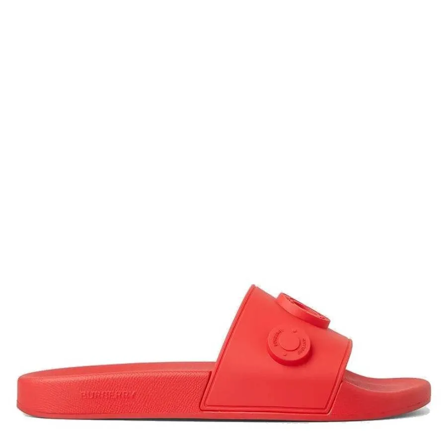 foldable Burberry Bright Red Furley Logo-Embellished Slide Sandals