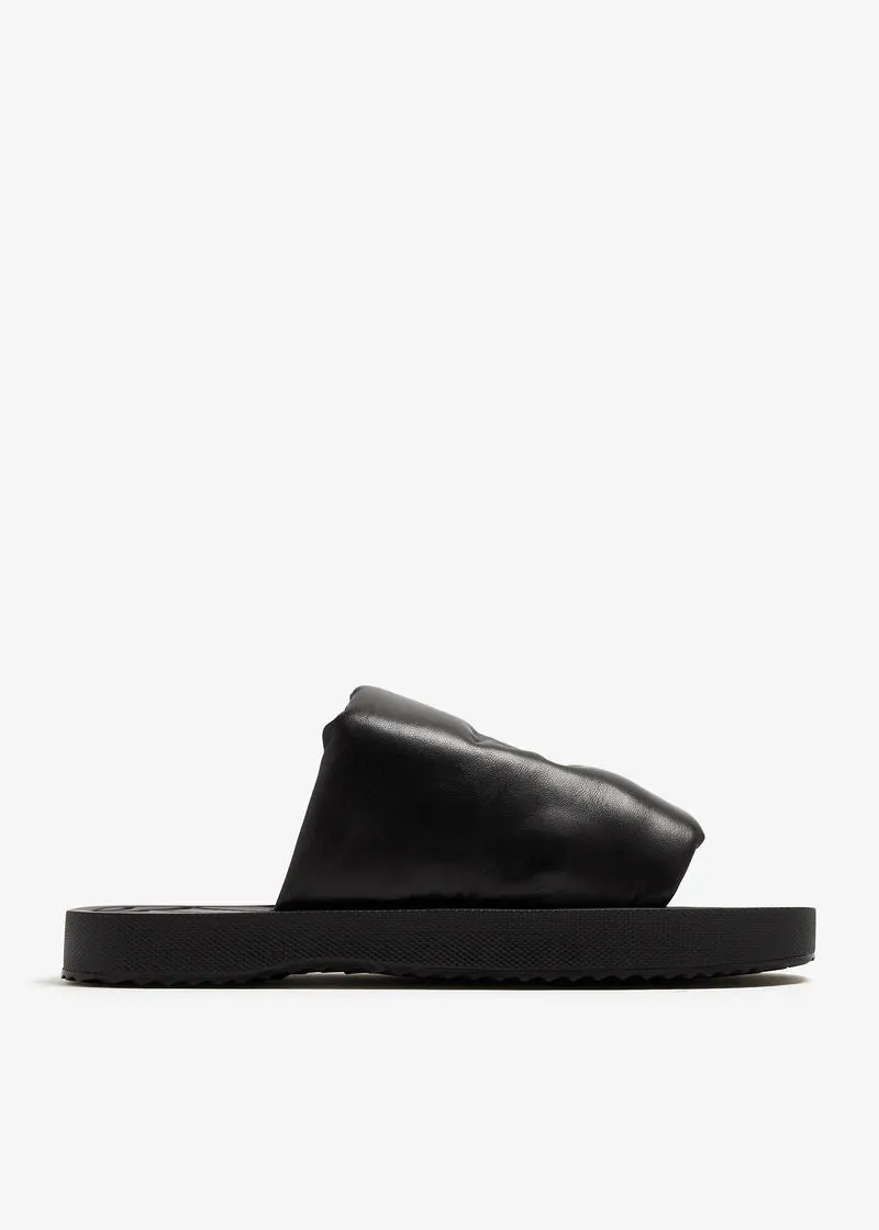 Soft Flexible Burberry Ekd-Debossed Leather Slab Slides