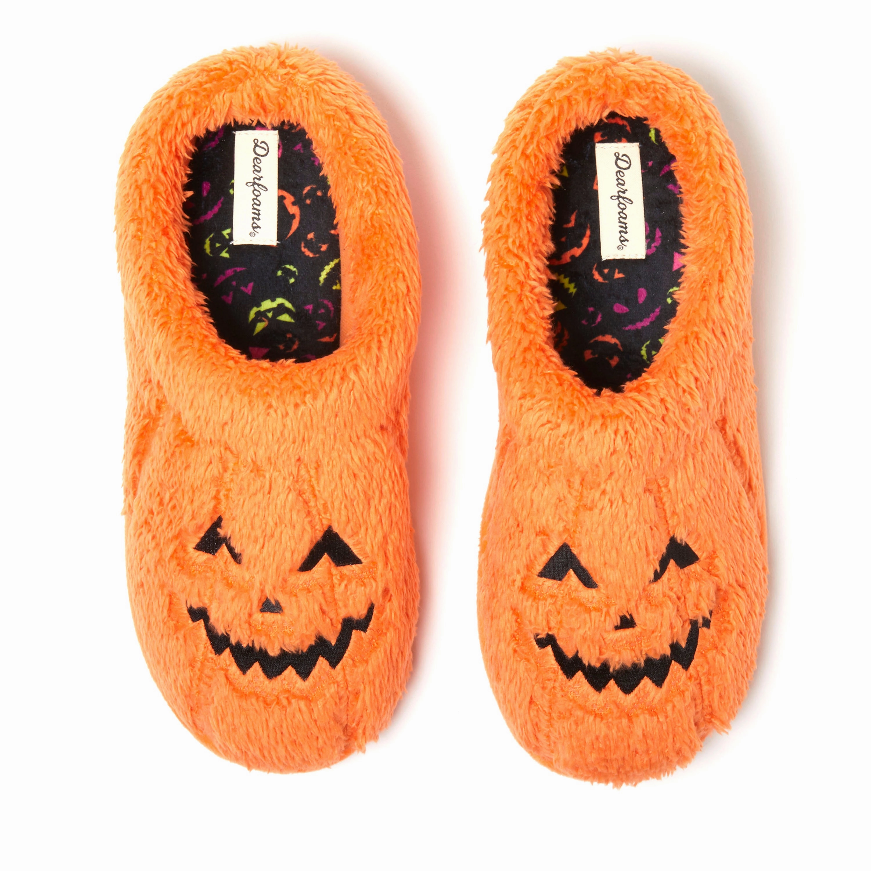 Dearfoams Unisex Jack-O-Lantern Clog Slipper Easy Wear Cozy Slippers