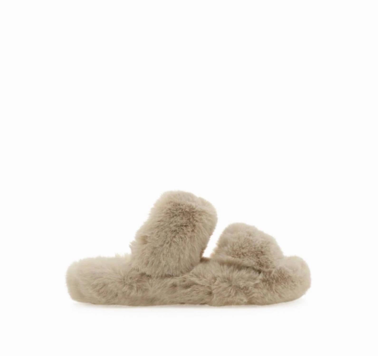 Faux Fur Slippers In Tan Superior Craftsmanship Comfort Slip