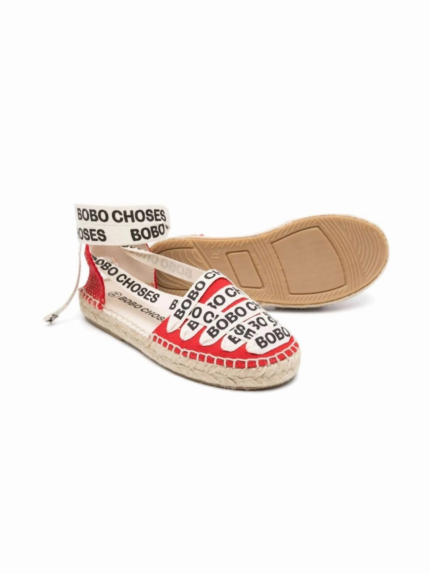 Tassel Fun Boardwalk Glam Girl's Lace-Up Cotton Espadrille In Red