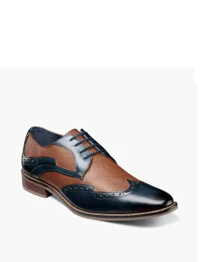 Flexible Frame Team Meeting Polished Look Active Worker Joss Wingtip Oxford Shoe In Navy