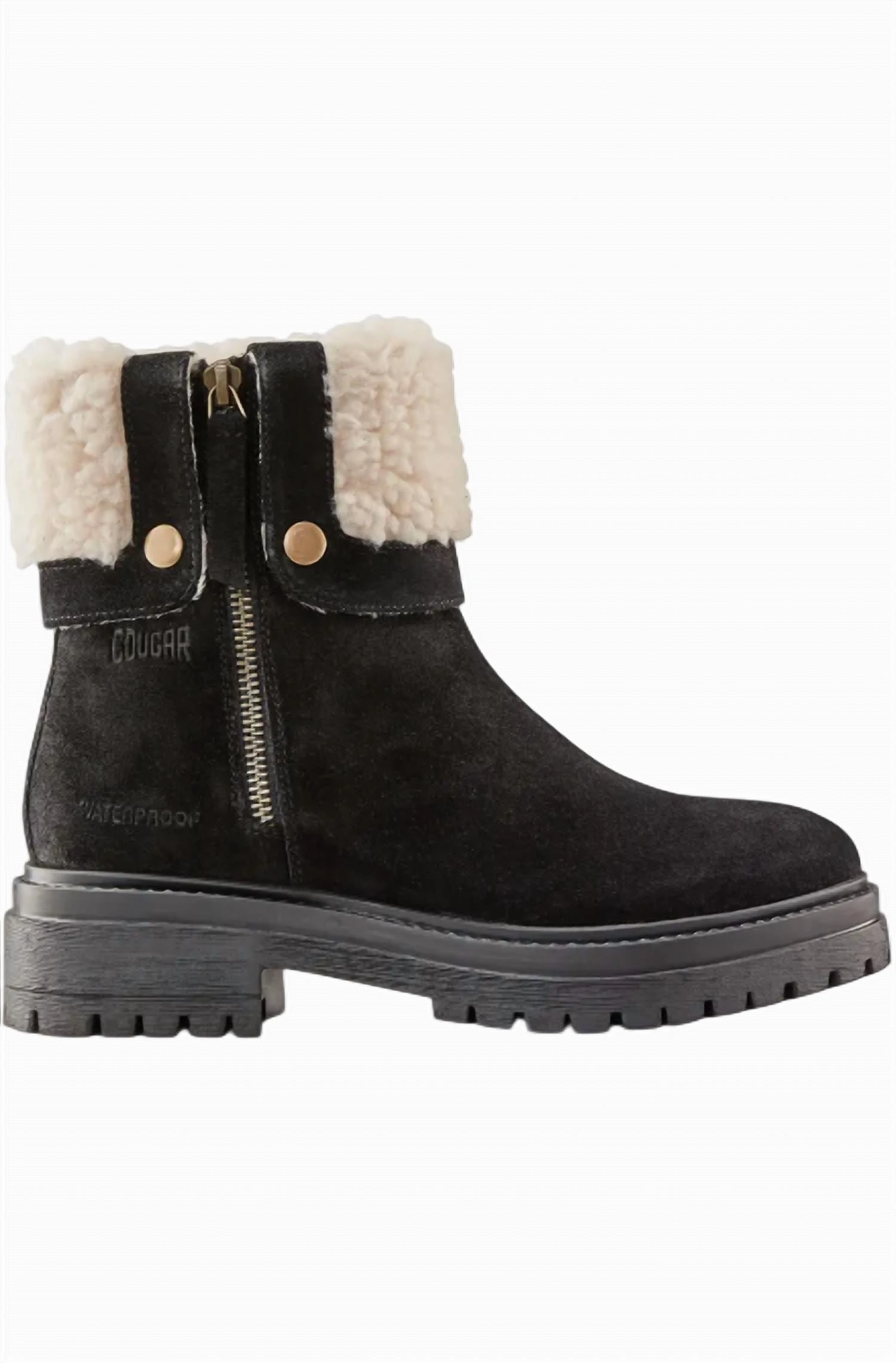 Easy Pairing Women's Vigo Faux Shearling Cuff Waterproof Boot In Black