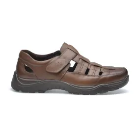 Stylish Adventure Footwear Foot Hug Closed Toe Leather Sandals John 3216 In Bison Brown