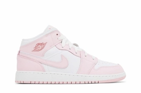 Jordan 1 Mid Pink Foam Fire Red (GS) Street Trend All Use