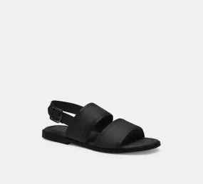 Coach Julian CS034 Men's  Black Leather Buckle Two-Strap Sandals ZPO3963 Work Break