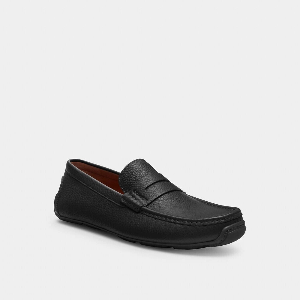 Coach Luca Driver CS004BLK Men's D Black Pebbled Leather Loafers Shoes ZPO3943 running in the city cross - fit