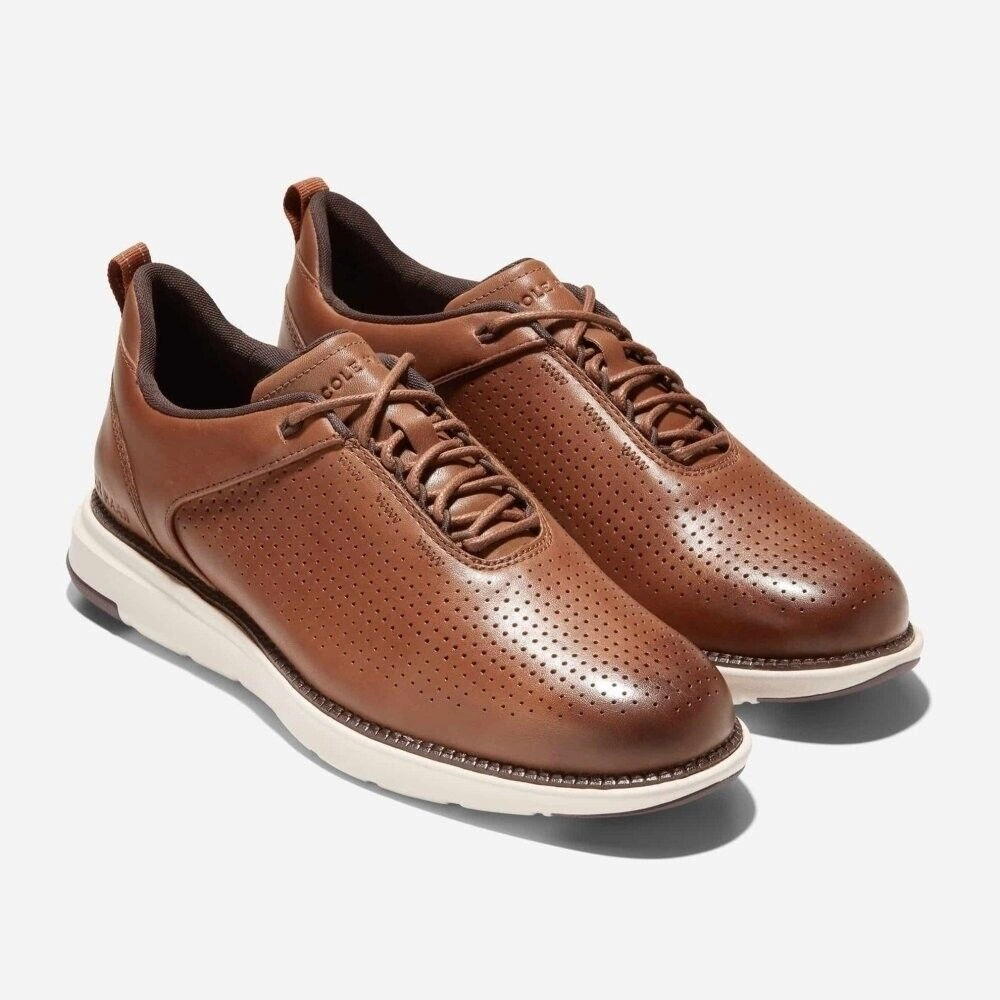 Cole Haan Grand C37746 Sneakers Men's 10 British Tan Leather Casual Shoes KHD172 Wide toe box running for agility