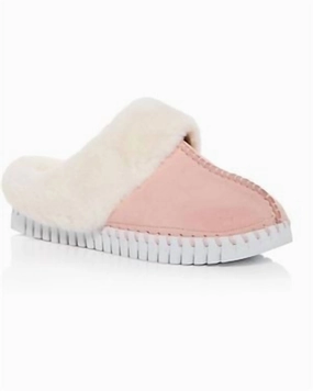 Women's Tulip Faux Fur Trimmed Slippers In Adobe Rose Strong Good Traction