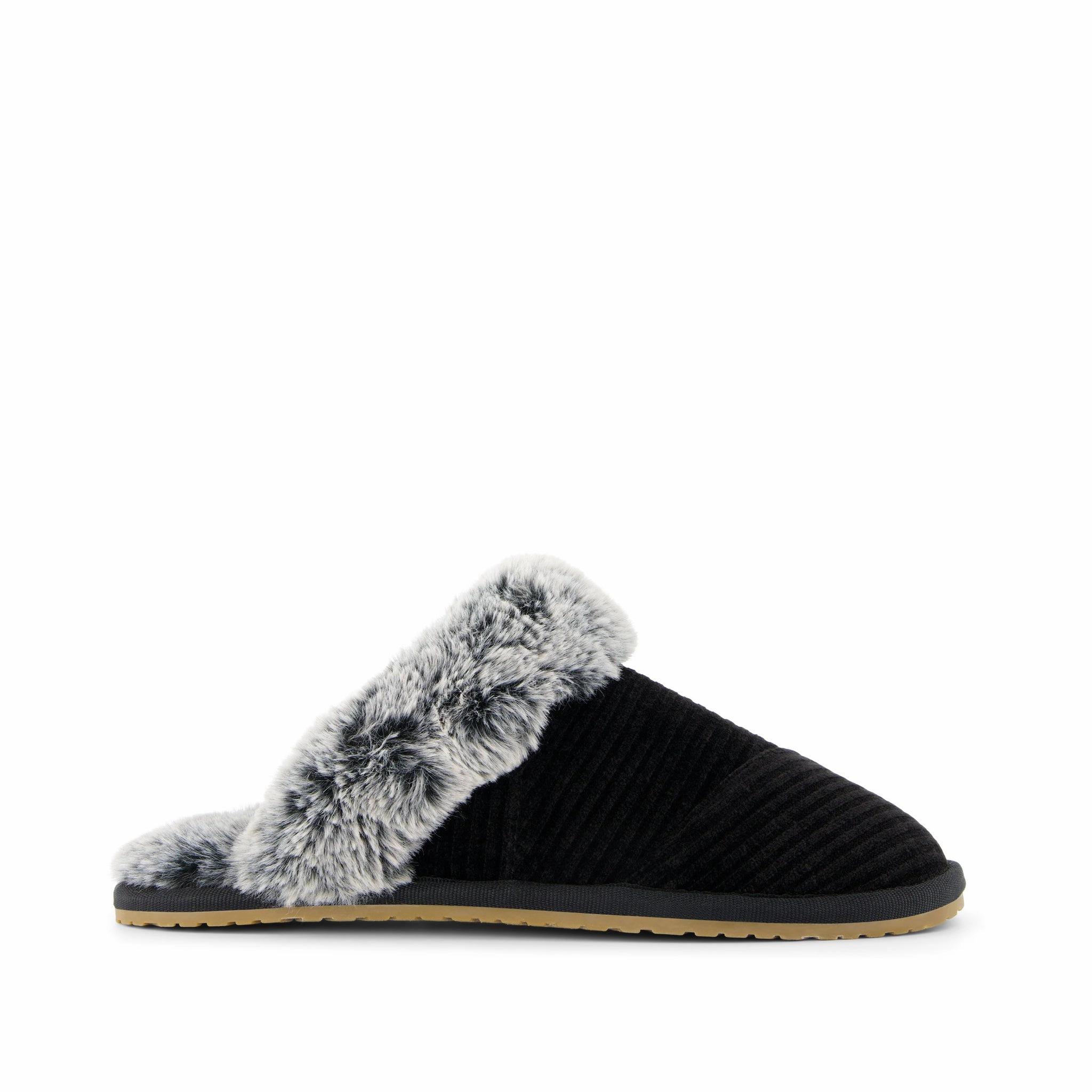 Valerie Black Rib Cozy Knit Slipper Simple Relax Fit