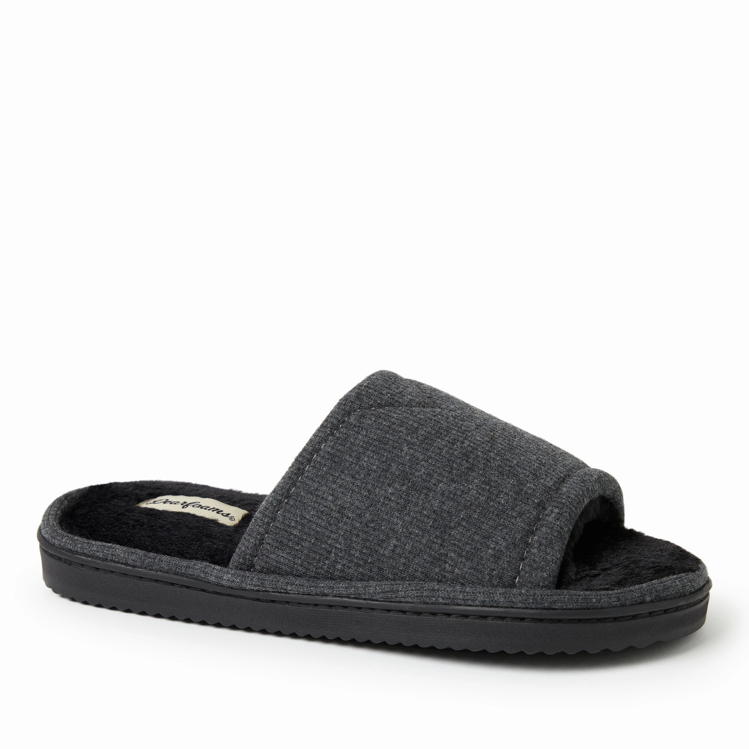 Dearfoams Womens Demi Rib Knit Slide Casual Slides SmoothSole